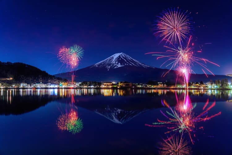 Minamitsuru, Yamanashi - Visit on Aug 5 for Fireworks in front of Mt. Fuji